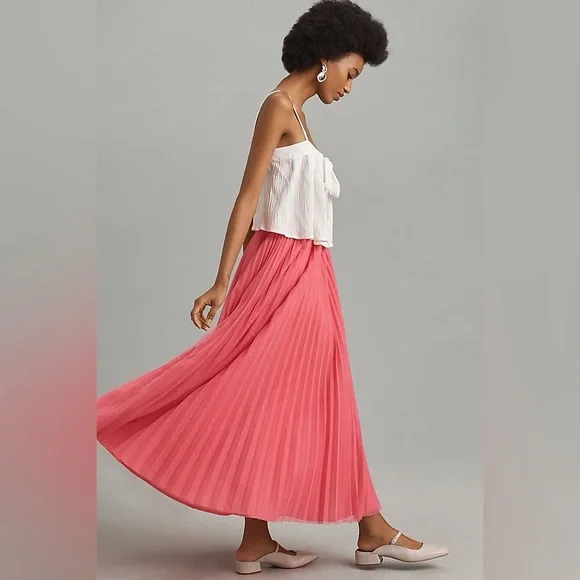 Anthropologie Hutch Pleated Tulle Midi Skirt - Picture 3 of 15